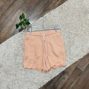 American Eagle Small Peach Raw Frayed Hem Drawstring Pull-On Lounge Sweat Shorts
